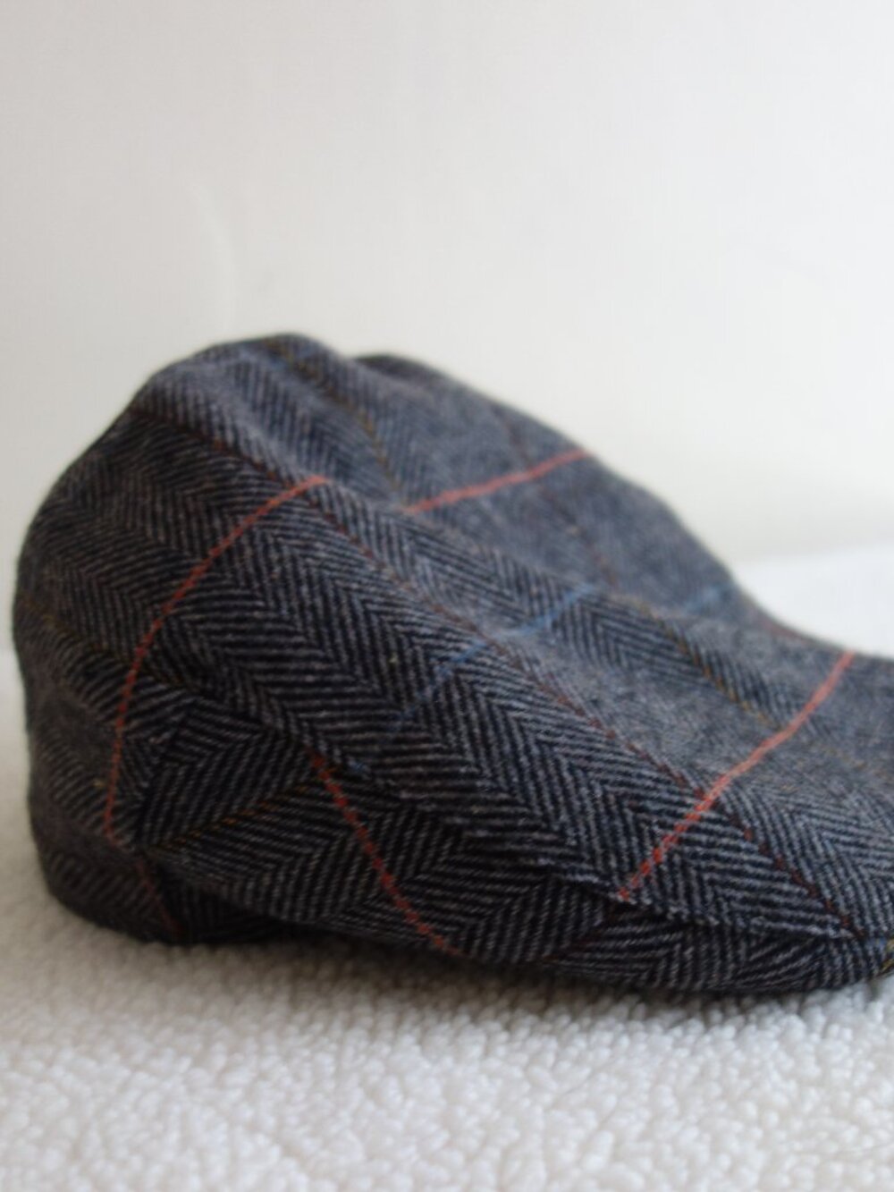 BARBOUR England Gray Black Zig Zag Flat Newsboy Cabbie Cap Hat – Med
